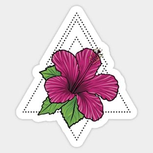 Tropical Hibiscus Flora Dotted Triangle Diamond Sticker